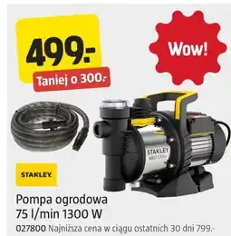 Jula STANLEY Pompa ogrodowa 75 l/min 1300 W oferta