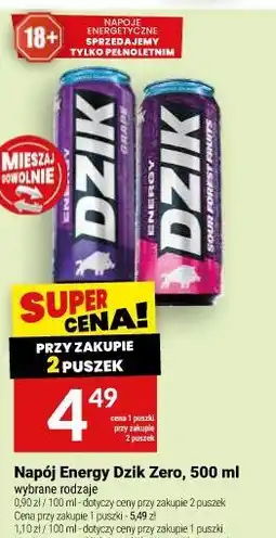 Twój Market Napój Energy Dzik Zero oferta