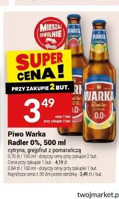 Twój Market Piwo Warka Radler 0% oferta