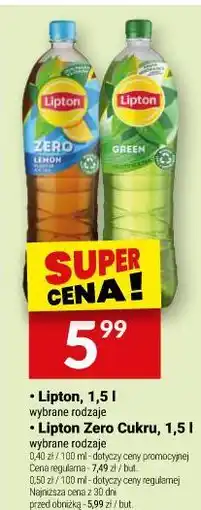 Twój Market Lipton, 1,5 l / Lipton Zero Cukru oferta