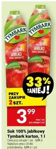 Twój Market Sok 100% jabłkowy Tymbark karton oferta