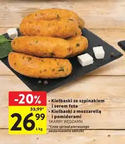 Intermarche Skarby Wędzarni Kiełbaski ze szpinakiem i serem feta / Kiełbaski z mozzarellą i pomidorami oferta