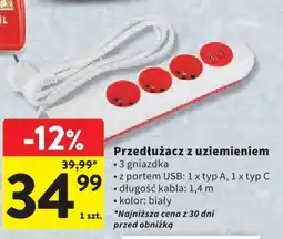 Intermarche Przedłużacz z uziemieniem z USB oferta