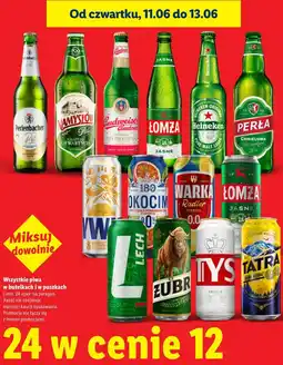 Lidl Wszystkie piwa w butelkach i w puszkach oferta