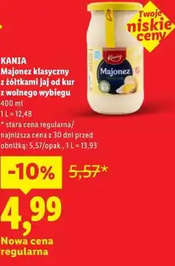 Lidl KANIA Majonez klasyczny z żółtkami jaj od kur z wolnego wybiegu oferta