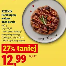 Lidl RZEŹNIK Hamburgery wołowe, duża porcja oferta
