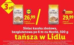 Lidl Sinlac kaszka zbożowa, bezglutenowa po 6 m-cu Nestlé oferta