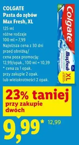 Lidl Colgate Pasta do zębów Max Fresh, XL oferta