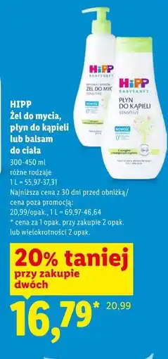Lidl HIPP Żel do mycia, płyn do kąpieli lub balsam do ciała oferta