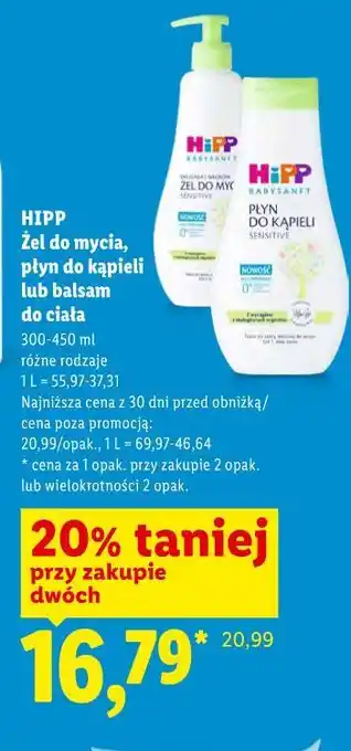 Lidl HIPP Żel do mycia, płyn do kąpieli lub balsam do ciała oferta