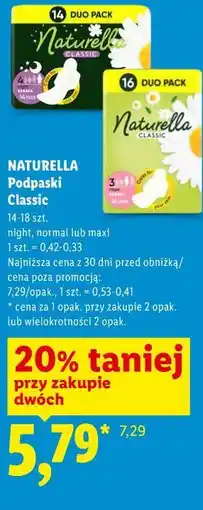 Lidl Naturella Podpaski Classic oferta