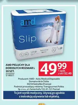 Selgros Pieluchy dla dorosłych AMD Slip rozmiar L oferta