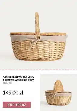 Homla Kosz piknikowy ELVORA z beżową wyściółką duży 48x36 cm oferta