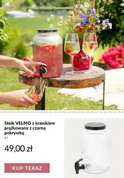 Homla Słoik z kranikiem prążkowany z czarną pokrywką VELMO oferta