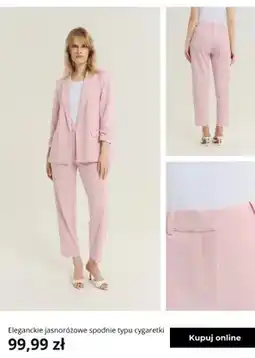 Greenpoint Spodnie damskie eleganckie jasnoróżowe typu cygaretki Greenpoint oferta