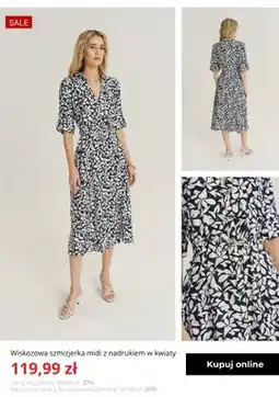 Greenpoint Sukienka wiskozowa szmizjerka midi z nadrukiem w kwiaty Greenpoint oferta