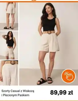 Born2be Szorty damskie Born2be Casual z wiskozą i plecionym paskiem oferta