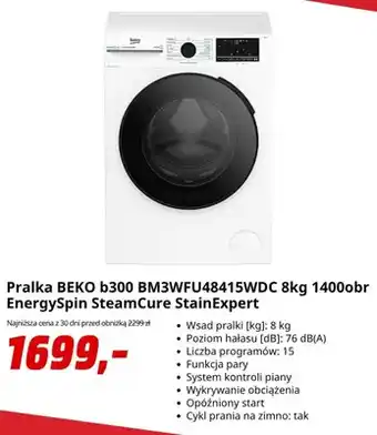 Pralka Beko b300 EnergySpin SteamCure StainExpert