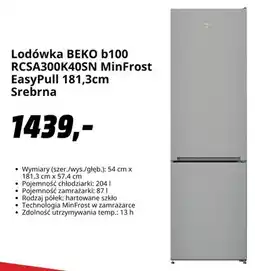 Media Markt Lodówka BEKO b100 MinFrost EasyPull Srebrna oferta