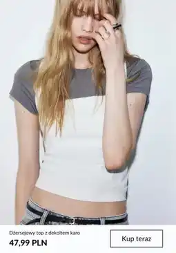 H&M Dżersejowy top z dekoltem karo oferta