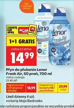 Biedronka Płyn do płukania Lenor Fresh Air Sensitive 50 prań oferta
