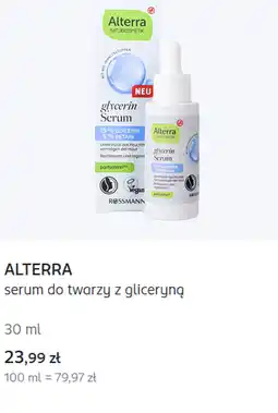 Rossmann ALTERRA serum do twarzy z gliceryną oferta
