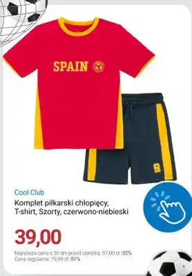 Komplet piłkarski chłopięcy Cool Club T-shirt Szorty czerwono-niebieski