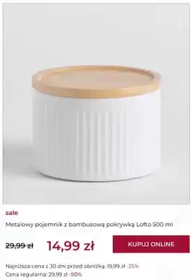 Metalowy pojemnik z bambusową pokrywką Lofto