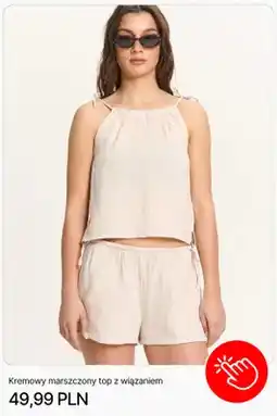 Cropp Top damski kremowy marszczony z wiązaniem Cropp oferta