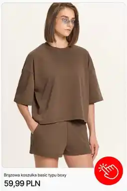 Cropp Koszulka basic typu boxy brązowa Cropp oferta