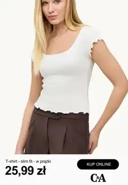 C&A T-shirt slim fit w prążki C&A oferta
