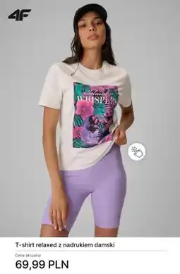 4F T-shirt relaxed z nadrukiem damski 4F oferta