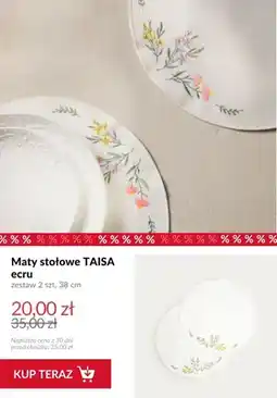 Homla Maty stołowe Taisa ecru 2-pak 38 cm oferta