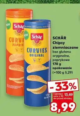 Kaufland Chipsy ziemniaczane bezglutenowe Schär Curvies oryginalne oferta