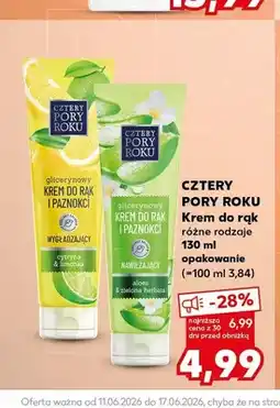 Kaufland Krem do rąk i paznokci Cztery Pory Roku wygładzający cytryna & limonka oferta