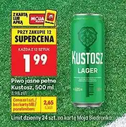 Biedronka Piwo jasne pełne Kustosz, 500 ml oferta