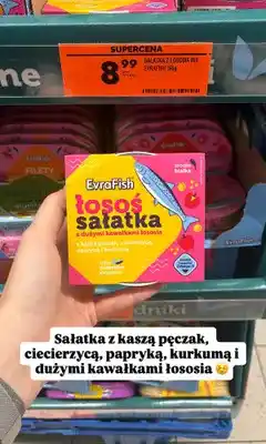 Biedronka Sałatka z łososiem EvraFish z kaszą pęczak, ciecierzycą, papryką i kurkumą oferta