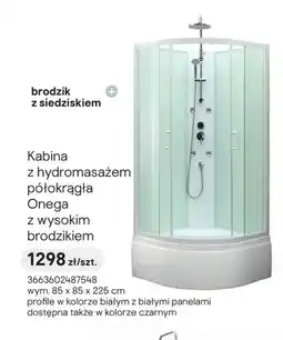 Castorama Kabina z hydromasażem półokrągła Onega z wysokim brodzikiem 85x85x225 cm oferta
