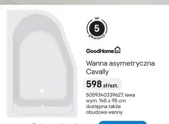 Wanna asymetryczna GoodHome Cavally 145x95 cm