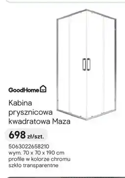 Castorama Kabina prysznicowa kwadratowa GoodHome Maza 70x70x190 cm chrom oferta