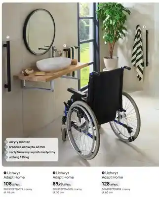 Uchwyt łazienkowy Adapt Home czarny dł. 45 cm
