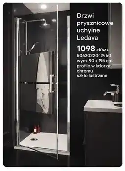 Castorama Drzwi prysznicowe uchylne Ledava chrom lustrzane oferta