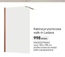 Castorama Kabina prysznicowa walk-in GoodHome Ledava miedź oferta