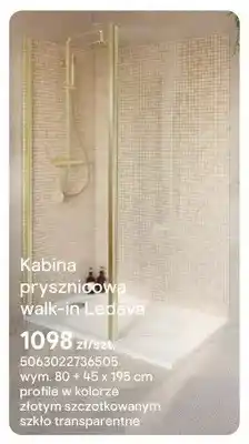 Castorama Kabina prysznicowa walk-in Ledava złoty szczotkowany szkło transparentne oferta