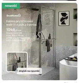 Castorama Kabina prysznicowa walk-in z półką GoodHome Evanna oferta