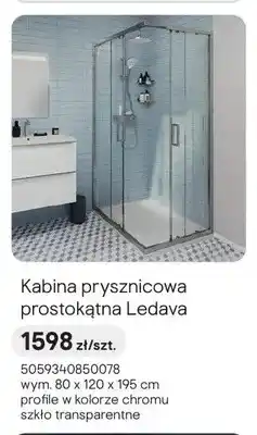 Castorama Kabina prysznicowa prostokątna Ledava chrom oferta