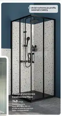 Castorama Kabina prysznicowa kwadratowa GoodHome Maza 80x80x190 cm czarna oferta