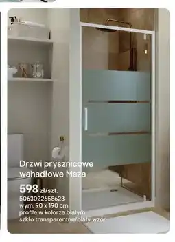 Castorama Drzwi prysznicowe wahadłowe Maza białe 90x190 cm oferta