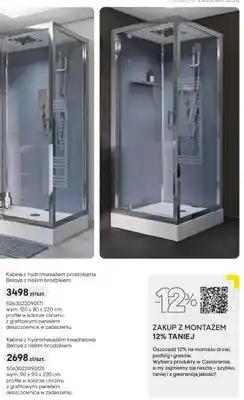 Castorama Kabina z hydromasażem kwadratowa Beloya z niskim brodzikiem oferta
