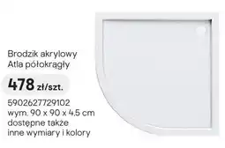 Castorama Brodzik akrylowy Schedpol Atla półokrągły oferta